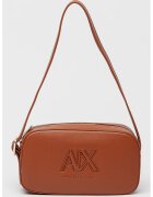 Armani Exchange Geanta crossbody cu imprimeu logo - Maro scortisoara