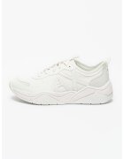 Armani Exchange Pantofi sport din piele ecologica si material textil - Alb/Roz pal