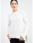 Armani Exchange Pulover cu fente pentru degete - Alb fildes