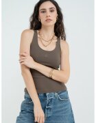 Armani Exchange Top uni cu decolteu rotund - Kaki