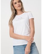 Armani Exchange Tricou de bumbac cu decolteu rotund si logo - Alb/Argintiu