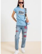 Armani Exchange Tricou slim-fit - Albastru lavanda/Argintiu