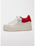 Ash Pantofi sport de piele cu platforma si garnituri de piele intoarsa Moby - Alb/Roz zmeuriu