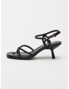 Ash Sandale de piele ecologica cu toc si aspect impletit Jess - Negru