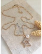 Atelier Miu Colier cu pandantiv in forma de stea si perla sintetica - Auriu/Argintiu