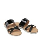 BADURA Slapi dama negru - piele naturala - fara varf -