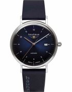 BAUHAUS Ceas Automat de Mana 21523 Mecanism ETA 2824 - Cadran Albastru Inchis - Sticla Mineral K1 - Carcasa Otel Inoxidabil - Curea Piele Naturala - Rezistenta la Apa 5 ATM - Design Clasic Elegant - Diametru 41mm