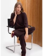 BeWear Pantaloni casual - B300 Ciocolata Lungi - Tricot cu dungi - Talie elastica - Fara buzunare - Croiala lejera - Perfect zilnica