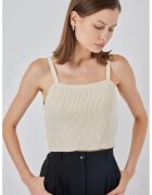 Big Dart Bluza dama - Crop Top - guler patrat - tricot - Crem -