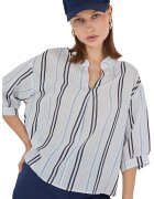 Big Dart Bluza dama - HiCCUP - cu decolteu in V - dungi - albastru gheata - textil