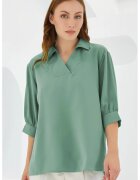 Big Dart Bluza dama - HiCCUP - guler polo - croiala lejera - verde - textil