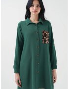 Big Dart Camasa dama - tunica cu detalii de buzunare - verde smarald - textil