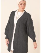 Big Dart Cardigan Femei BigDart - texturat - decolteu in V - tricot - Gri carbune -