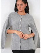 Big Dart Cardigan tricotat gri - texturat - cu inchidere nasturi - One Size