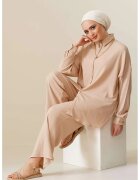 Big Dart Costum dama - HiCCUP - set coordonat camasa si pantaloni supradimensionati - maro - textil