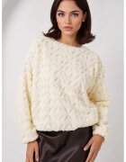 Big Dart Pulover HiCCUP - gros tricotat - guler rotund - ecru - tricot - Natur