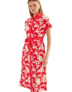 Big Dart Rochie midi dama BigDart - imprimeu floral - viscoza - Rosu - Rosu