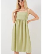 Big Dart Rochie midi dama - HiCCUP - cu decolteu patrat - viscoza/nylon - verde