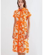 Big Dart Rochie midi dama HiCCUP - imprimeu floral - viscoza - portocaliu/crem