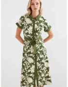 Big Dart Rochie midi dama HiCCUP - imprimeu floral - viscoza - verde/crem