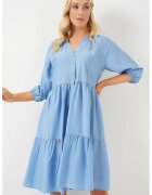 Big Dart Rochie midi dama HiCCUP - maneci trei sferturi - viscoza/nylon - albastru