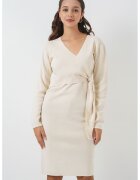 Big Dart Rochie midi HiCCUP bodycon cu decolteu in V - Ecru - tricot -