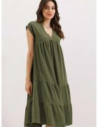 Big Dart Rochie Midi HiCCUP - decolteu in V - volane - kaki - textil