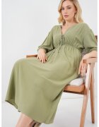 Big Dart Rochie midi HiCCUP - in decolteu in V - Verde padure - textil - Verde