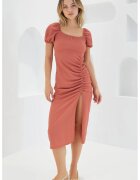Big Dart Rochie midi tricotata dama HiCCUP - decolteu patrat - poliester/lycra - rosu