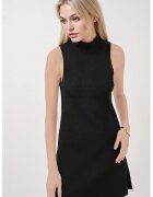 Big Dart Rochie mini tricotata cu nervuri - guler inalt - tricot - Negru -