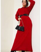 Big Dart Rochii - BigDart - Rochie maxi din tricot cu guler inalt - Tricot - Rosu -