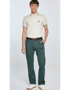 Big Star Pantaloni chino barbati verde inchis - tesatura twill - picior drept - inchidere cu fermoar si nasture