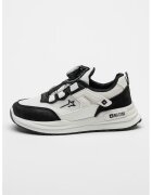 Big Star Pantofi sport wedge de plasa si piele ecologica - Alb/Negru