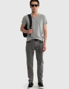 Big Star Tricou simplu cu guler în V - Gri
