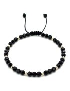 BIJUTERIA NEAGRA Bratara cu 10 bile din AUR 14K si Cristale Preciosa - reglabila - barbat