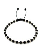BIJUTERIA NEAGRA Bratara cu 26 bile din AUR 14K si Cristale Preciosa - reglabila - barbat
