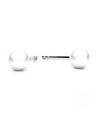 BIJUTERIA NEAGRA Cercei din Argint 925 cu perle Swarovski albe - inchizatoare fluturas - tip surub