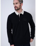 BOSS Bluza cu guler polo contrastant Percy - Alb/Albastru ultramarin