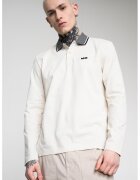 BOSS Bluza cu guler polo League Plisy - Gri melange/Crem