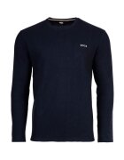 BOSS Bluza din amestec de bumbac cu decolteu la baza gatului - Albastru inchis