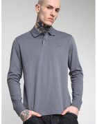 BOSS Bluza polo din bumbac Interlock - Gri inchis