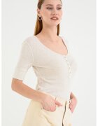 BOSS Bluza slim fit cu maneci scurte Espen - Bej