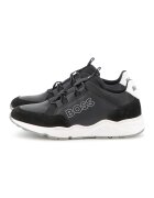 BOSS Kidswear Pantofi sport din piele ecologica cu logo - Negru/Gri inchis