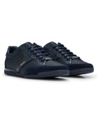 BOSS Pantofi sport low-cut cu garnituri din piele intoarsa - Albastru ultramarin