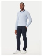 BOSS Polo barbati albastru deschis - bumbac