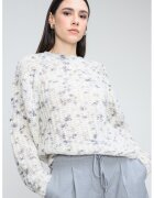 BOSS Pulover din amestec de lana alpaca si maneci raglan Fiambella - Gri deschis/Alb murdar