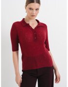 BOSS Pulover polo din amestec de lana virgina Fugano - Violet tyrian