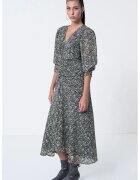 BOSS Rochie evazata cu maneci bufante - Negru/Crem