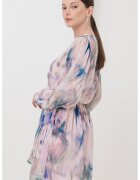 BOSS Rochie scurta cu croiala in A - model tie-dye si maneci lungi - Verde/Albastru pal