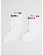 BOSS Set de sosete lungi cu imprimeu logo si striatii - 2 perechi - Alb